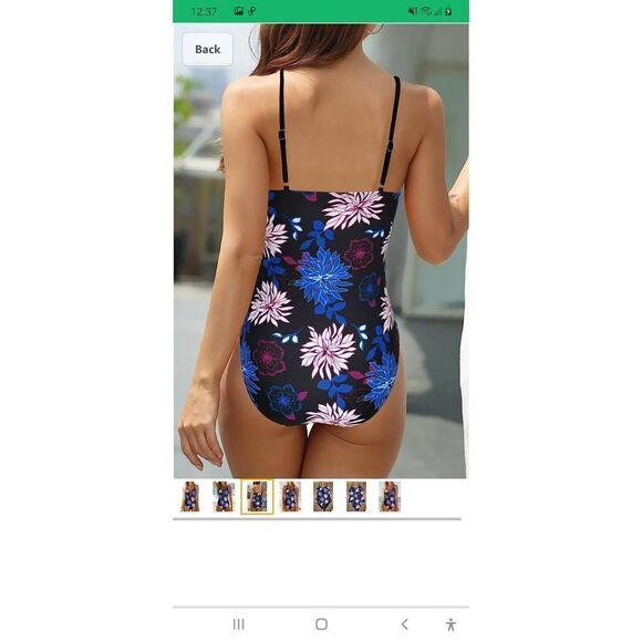 New Small Binlowis Sexy Plunging Criss Cross One-Piece Swimsuit Bathing Suit NWT - Picture 3 of 7